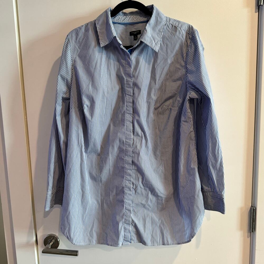 Talbots Shirt Blue White Striped Collared Button Front Long Sleeve Plus Sz 0X